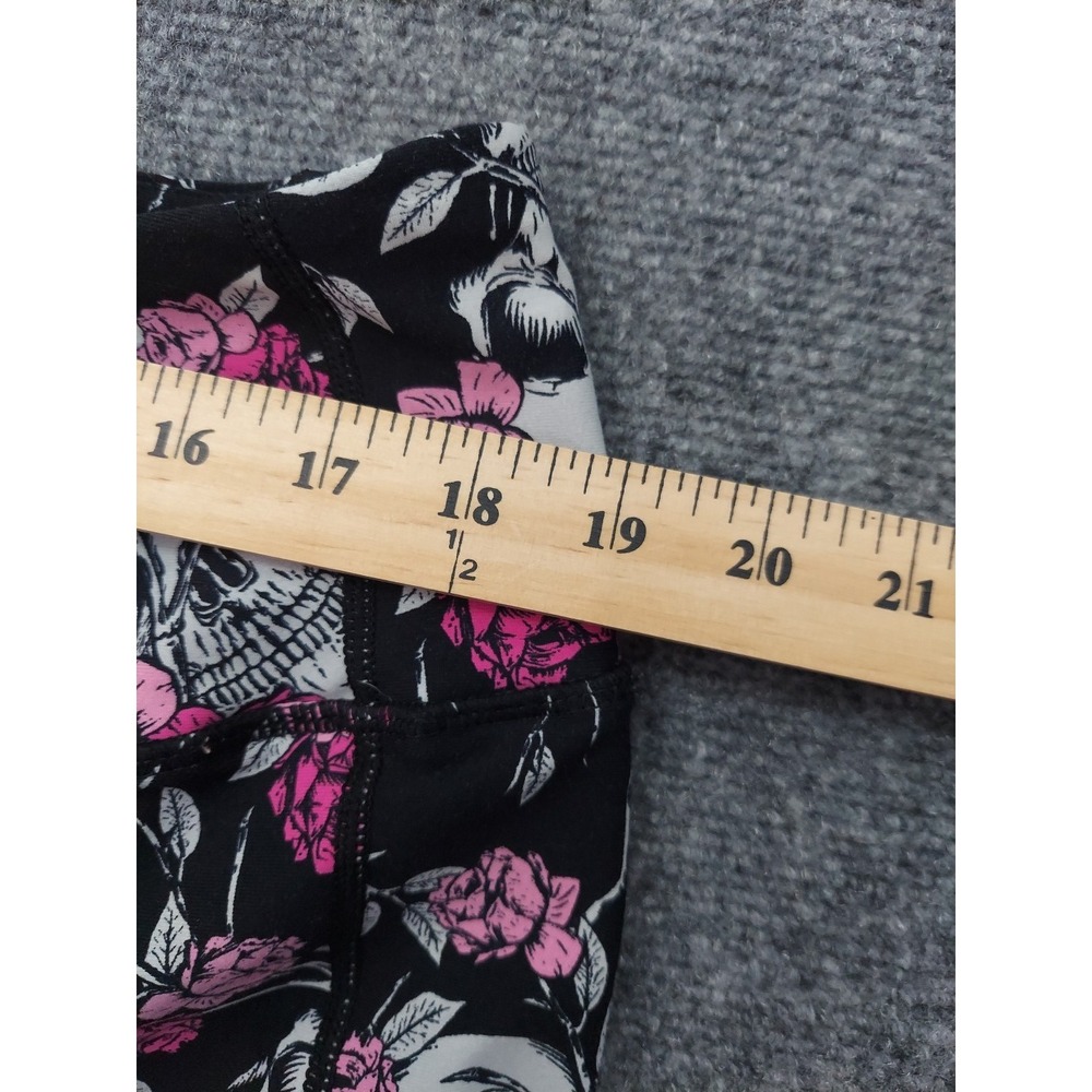 Torrid Leggings Womens 3 Black Pink Skull Roses Gothic Allover Print‎ Pockets - Picture 9 of 11